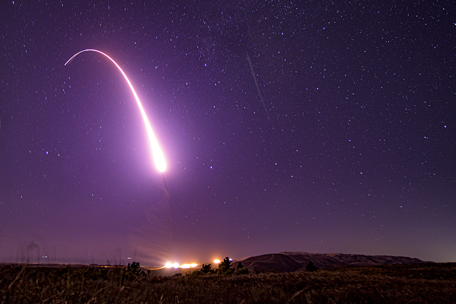The U.S. Air Force tests a Minuteman III intercontinental ballistic missile in Oct. 2019. The U.S. Congress provided most of the funds sought by the Trump administration to develop the Minuteman's replacement. (Photo: J.T. Armstrong/U.S. Air Force)