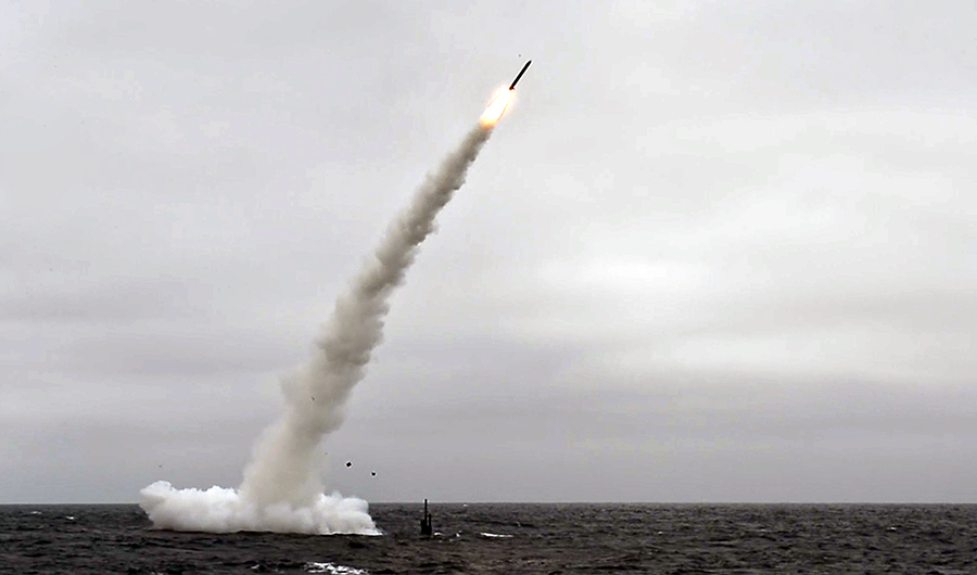 The USS Annapolis submarine test launches a Tomahawk Land Attack Missile off the coast of California in 2018. The Trump administration is proposing to acquire Tomahawks to launch from land which would have previously been banned by  INF Treaty. (Photo: U.S. Navy)
