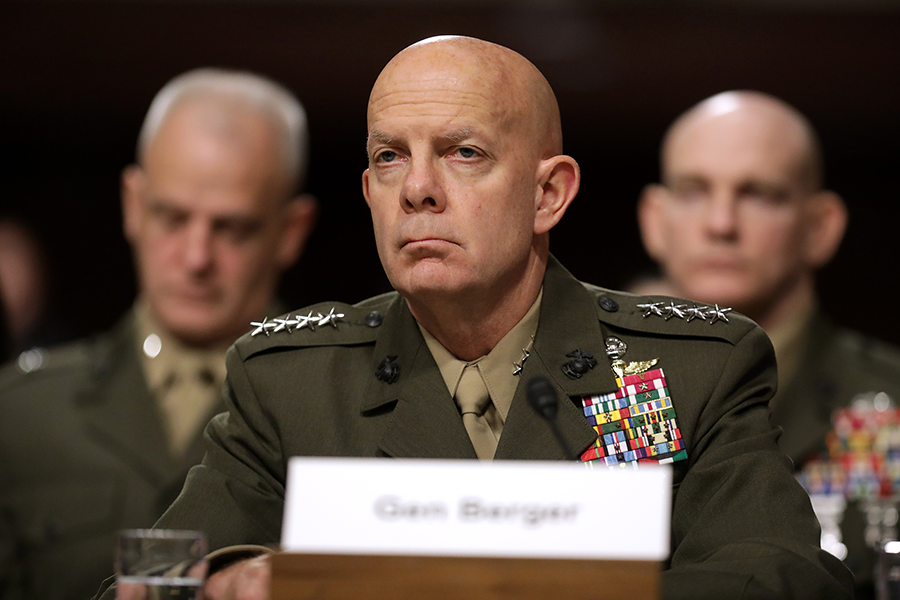 Commandant of the Marine Corps Gen. David Berger testifies before the Senate Armed Services Committee in December 2019. He later told the committee that the United States can now assess ground-launched cruise missiles once banned by the INF Treaty. (Photo: Chip Somodevilla/Getty Images)