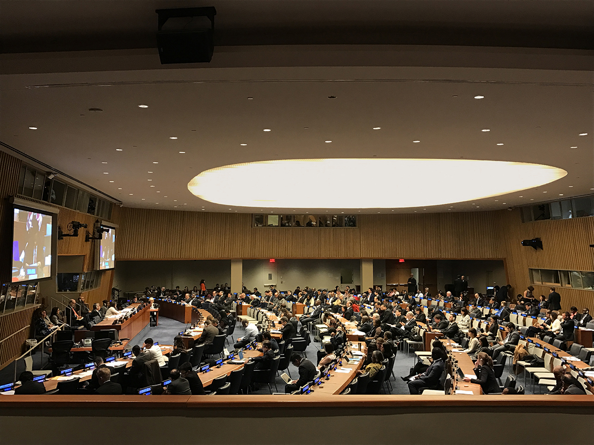 Delegates at the UN conference to negotiate a nuclear weapons prohibition treaty hold opening-day talks at the United Nations in New York on March 27. (Photo credit: Tamara Patton)