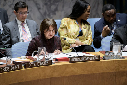 Rosemary DiCarlo, Under-Secretary-General for Political Affairs, briefs the Security Council on the UN Secretary General's report on Dec. 12. UN Photo/Manuel Elias