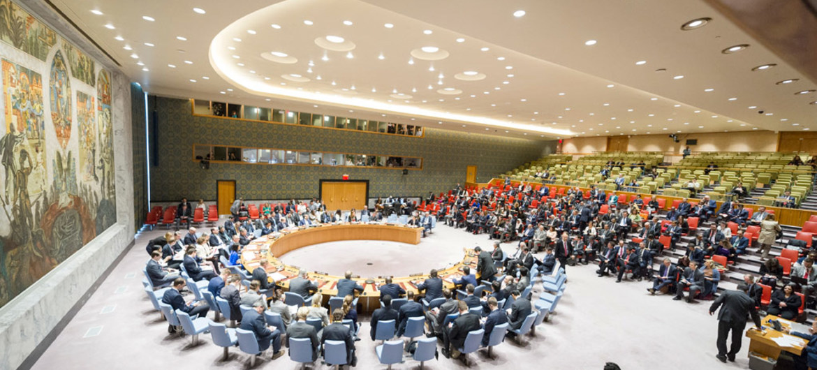 The UN Security Council meets to discuss the use of chemical weapons in Khan Sheikhoun, Syria in April 2017.