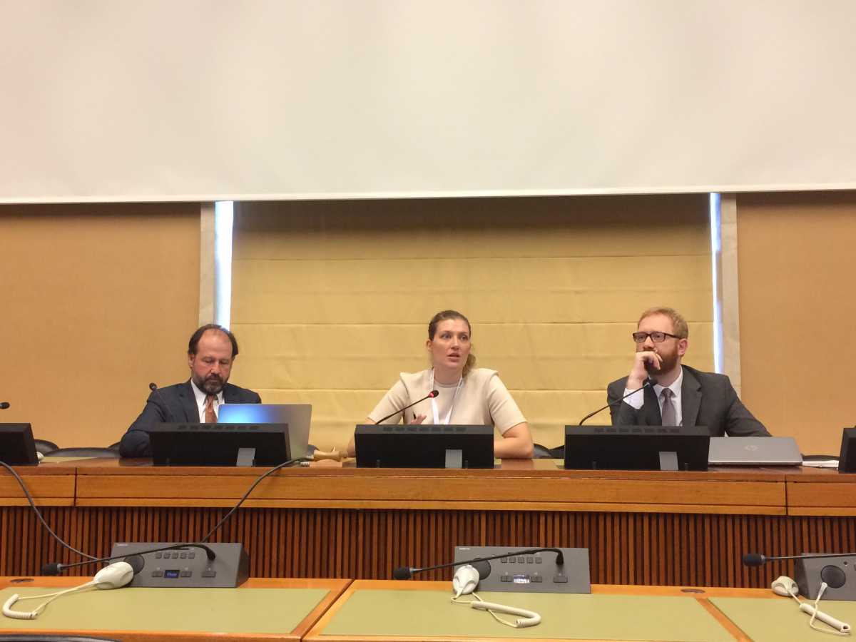 Daryl Kimball, Beatrice Fihn and Jamie Walsh discuss preventing a new arms race at the Arms Control Association side event.