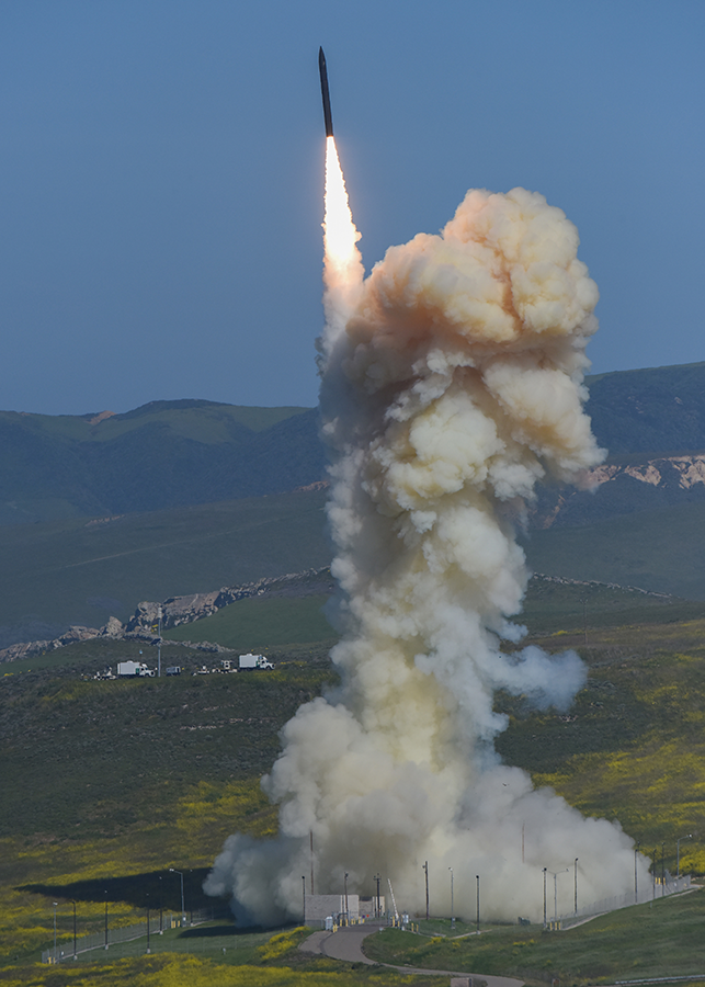 There are reasons to question how much the United States should rely on the Ground-based  Midcourse Defense system, shown here being tested in 2019 at Vandenberg Air Force Base in California, including the weapon's troubled development and cost, a former Government Accountability Office investigator says. (Photo: U.S. Air Force)