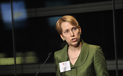 Joan Rohlfing, president of the Nuclear Threat Initiative, speaks at an event in Washington on May 11, 2010. (Nuclear Threat Initiative)