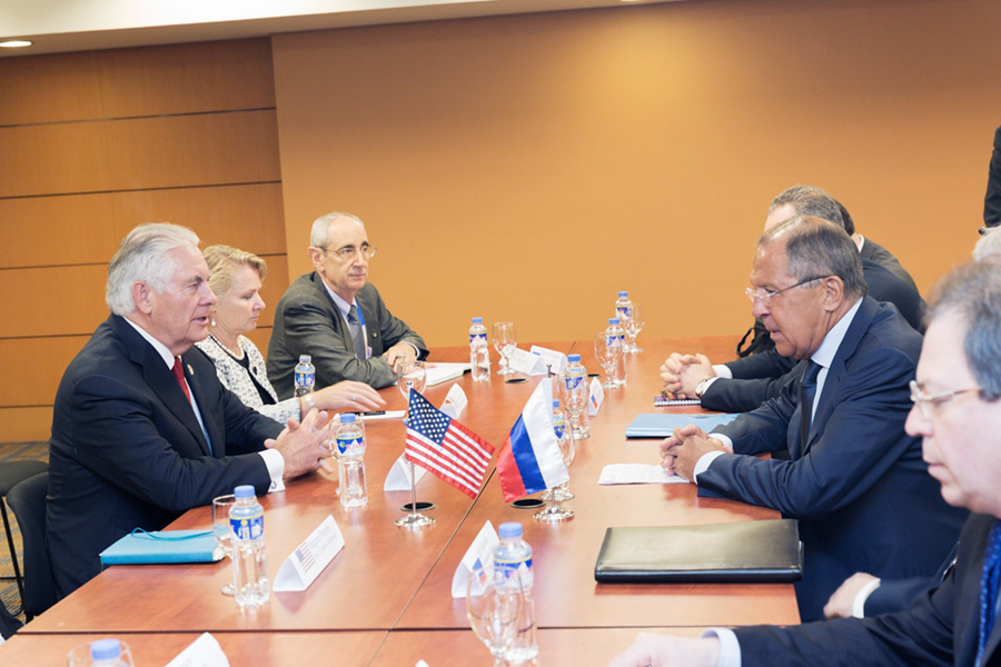 U.S. Secretary of State Rex Tillerson meets with Russian Foreign Minister Sergey Lavrov, in Manila, Philippines on August 6, 2017. (Photo credit: U.S. Department of State/Public Domain)