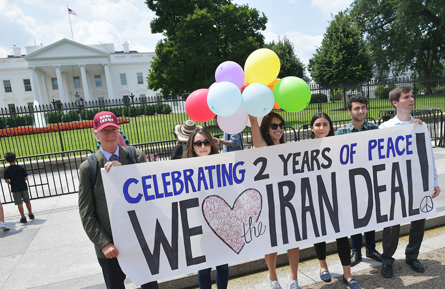 Activists take part in a rally near the White House July 14 in support of the nuclear deal with Iran. (Photo credit: Mandel Ngan/AFP/Getty Images) 