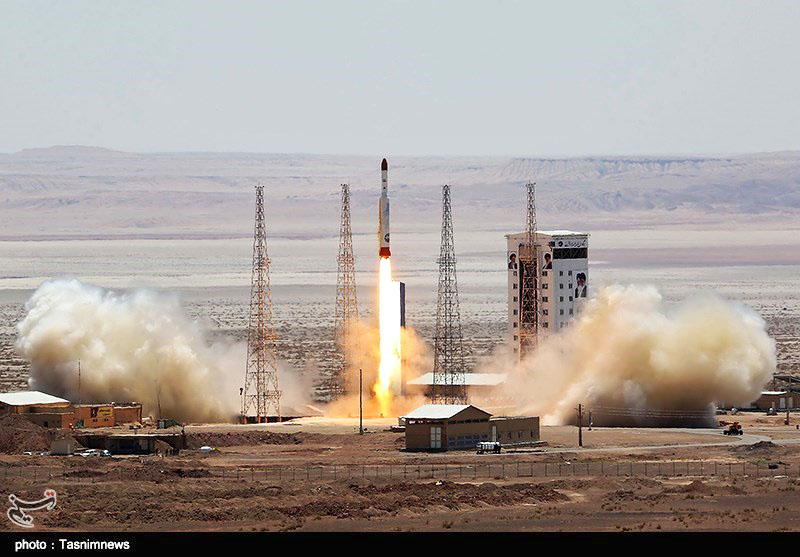 The Simorgh rocket lifts off at Iran’s Imam Khomeini National Space Center on July 27. (Photo credit: Tasnim News Agency)