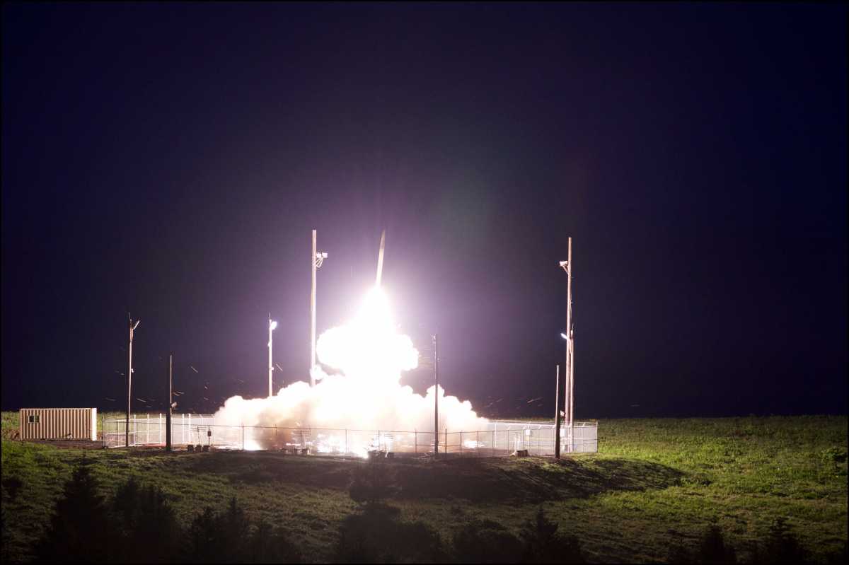 A Terminal High Altitude Area Defense (THAAD) interceptor is launched from the Pacific Spaceport Complex-Alaska in Kodiak on July 11. In the test, the THAAD weapon system successfully intercepted an air-launched intermediate-range ballistic missile target. (Photo credit: U.S. Department of Defense Missile Defense Agency)