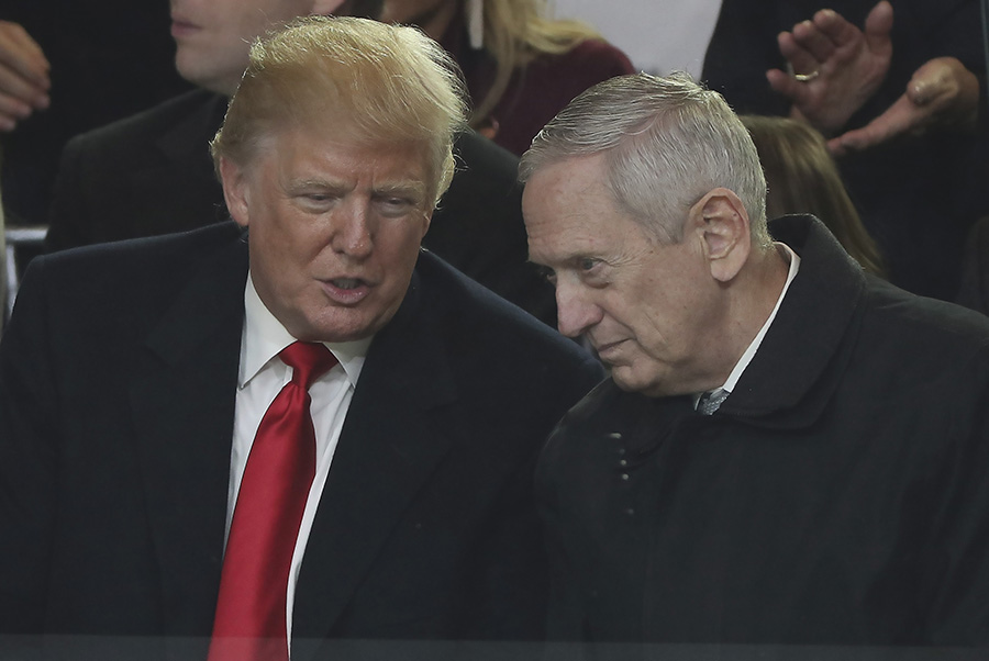 U.S. President Donald Trump and Defense Secretary Gen. James Mattis, January 20, 2017 (Photo by Patrick Smith/Getty Images)