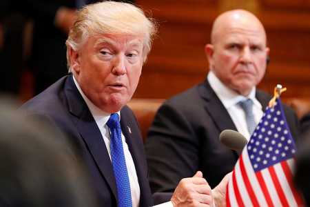 President Donald Trump sits beside his national security adviser H.R. McMaster as he talks with South Korea's President Moon  Jae-In during their summit meeting at the presidential Blue House in Seoul on November 7, 2017. (Photo: JEON HEON-KYUN/AFP/Getty Images)
