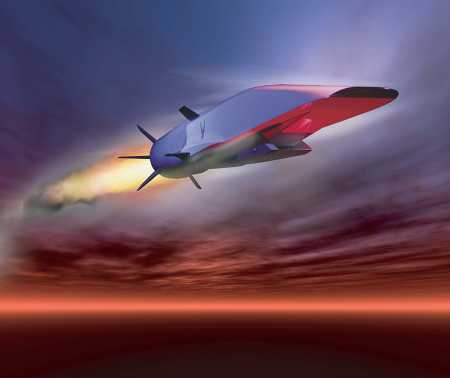Artist’s concept of the X-51A Waverider in flight. Powered by a Pratt & Whitney Rocketdyne scramjet engine, it is designed to ride on its own shockwave and accelerate to about Mach 6 (4,500 miles per hour). (U.S. Air Force graphic)