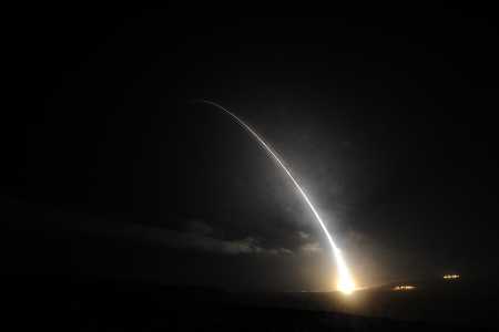 An unarmed Minuteman III intercontinental ballistic missile (ICBM) is launched during an operational test at Vandenberg Air Force Base, Calif., September 5, 2016. The NPR calls for replacement of all three legs of the nuclear triad, including fielding the Minuteman III replacement, the Ground-Based Strategic Deterrent, beginning in 2029.  (USSTRATCOM courtesy photo)