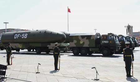 China displayed the DF-5B intercontinental ballistic missile during a military parade September 3, 2015 in Beijing. The silo-based missile, deployed in 2015, is reported to carry multiple, independently targetable reentry vehicles. (Photo: Rolex Dela Pena - Pool /Getty Images)
