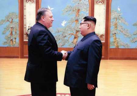 In a photo provided by the White House, North Korean leader Kim Jong Un is shown shaking hands with then-CIA Director Mike Pompeo, who secretly flew to Pyongyang during Easter weekend to lay the groundwork for the anticipated summit meeting between Kim and President Donald Trump. (Photo: The White House via Getty Images)