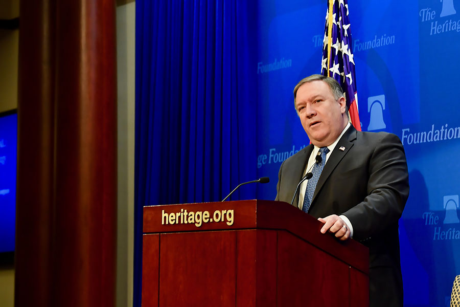 U.S. Secretary of State Mike Pompeo delivers a speech, “After the Deal: A New Iran Strategy”, at the Heritage Foundation, in Washington, D.C, on May 21, 2018. [State Department photo/ Public Domain]
