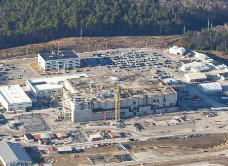 A January 31 photo shows the controversial mixed-oxide (MOX) fuel fabrication plant under construction in South Carolina. (Photo courtesy of High Flyer © 2018)