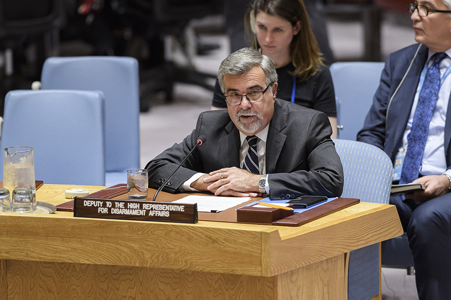 Thomas Markram, deputy to the UN high representative for disarmament affairs, briefs the Security Council April 4 on the situation in Syria. (Photo: Manuel Elias/United Nations)