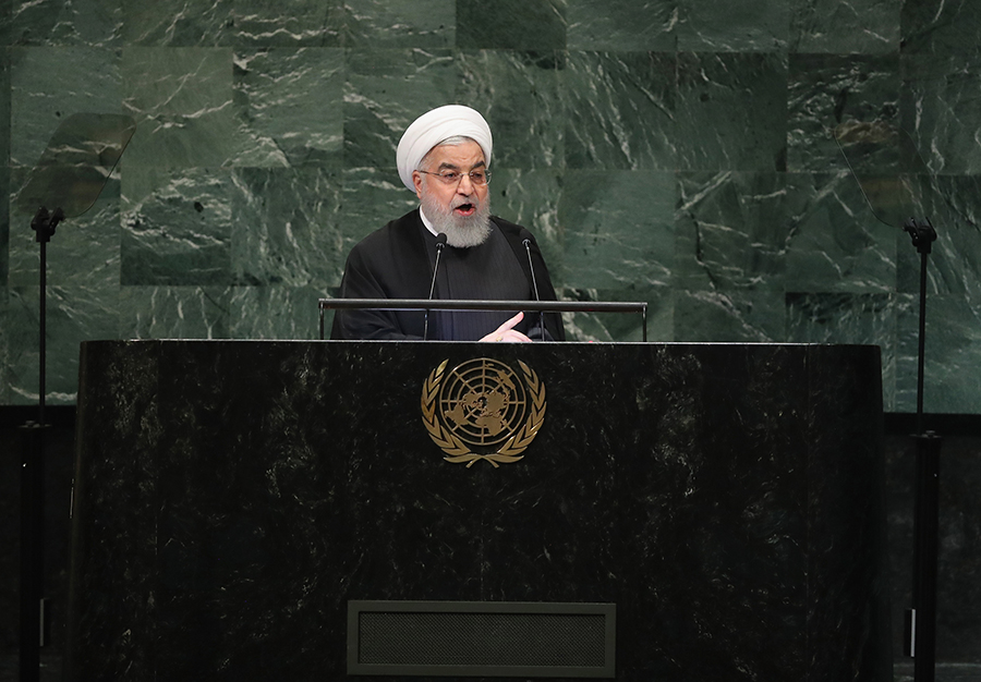 President of Iran Hassan Rouhani addresses the UN General Assembly on September 25. World leaders gathered for the 73rd annual meeting at the UN headquarters in New York. (Photo: John Moore/Getty Images)