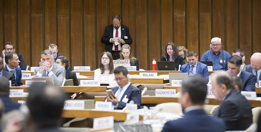 Participants at a Geneva meeting in August on lethal autonomous weapons systems, held under the auspices of the Convention on Certain Conventional Weapons, called for future talks after failing to reach consensus on imposing international restrictions. (Photo: United Nations Office at Geneva)