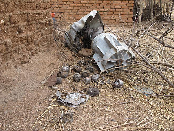 Human Rights Watch has said there is evidence that Sudan dropped cluster bombs on civilian areas of Southern Kordofan’s Nuba Mountains in February and March 2015. (Photo: Human Rights Watch)