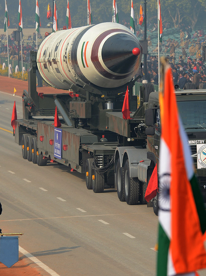India's Agni-5 missile is displayed during a dress rehearsal for the Indian Republic Day parade in New Delhi on January 23, 2013. (Photo: Raveendran/AFP/Getty Images)