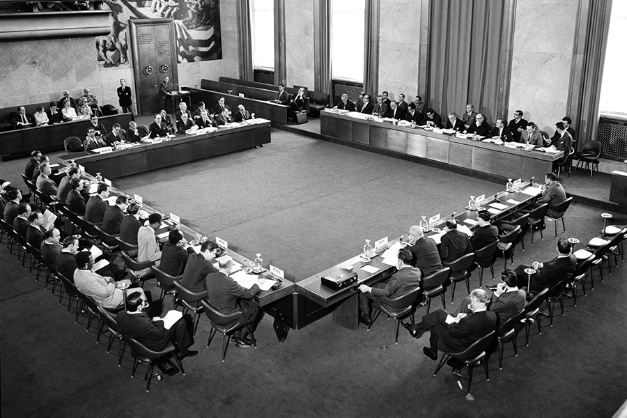 The Eighteen-Nation Committee on Disarmament meets in Geneva’s Palais des Nations on March 18, 1969. (Photo: United Nations)