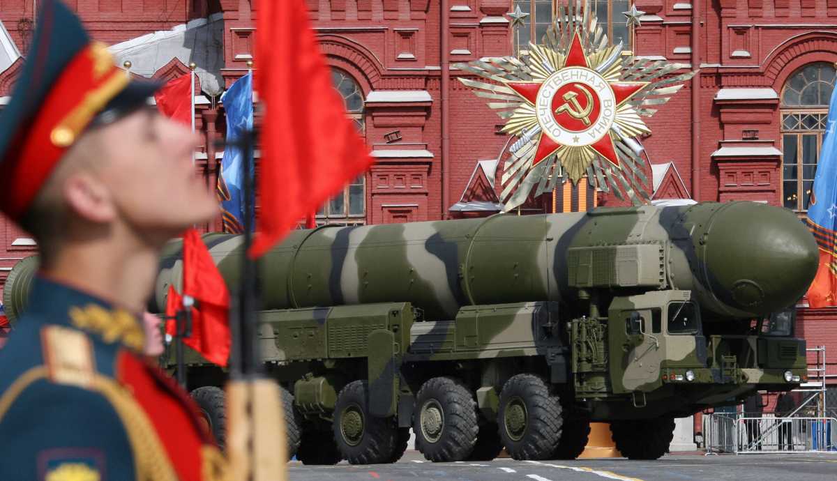 Russian Topol-M ICBM crosses Red Square in Moscow during a Victory Day parade on May 9, 2008.  (Photo: Yuri Kadobnov/AFP/Getty Images)