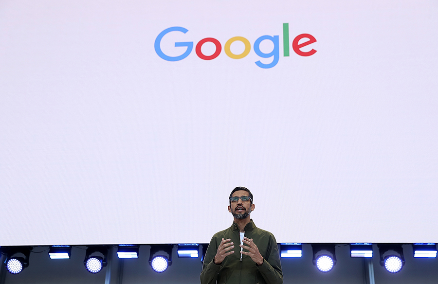 Google CEO Sundar Pichai delivers the keynote address at the 2018 Google I/O conference May 8 in Mountain View, Calif. (Photo: Justin Sullivan/Getty Images)