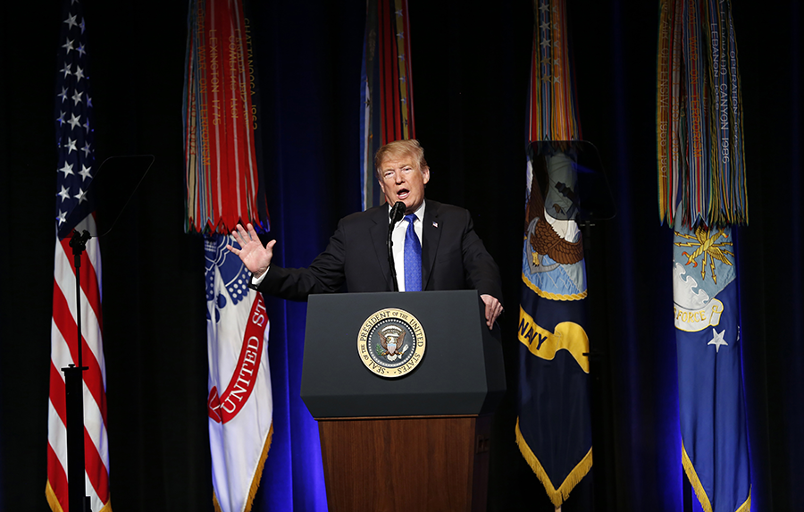 President Donald Trump unveiled the 2019 Missile Defense Review on January 17, saying, "Our goal is simple: to ensure that we can detect and destroy any missile launched against the United States—anywhere, anytime, anyplace." (Photo: Martin Simon/Getty Images)