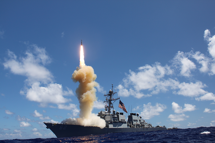 The destroyer USS Fitzgerald test fires a Standard Missile-3 (SM-3) interceptor in 2012. The 2019 Missile Defense Review calls for testing the most advanced SM-3 against an intercontinental ballistic missile in 2020.  (Photo: Smith Collection/Gado/Getty Images)