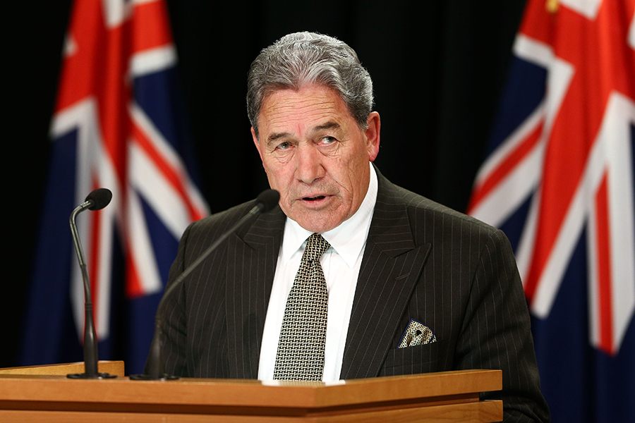 Winston Peters, deputy prime minister and foreign affairs minister of New Zealand, delivers opening remarks to the Pacific Island Conference on the Treaty on the Prohibition of Nuclear Weapons in Auckland on December 5, 2018. Photo credit: Hagen Hopkins/Getty Images