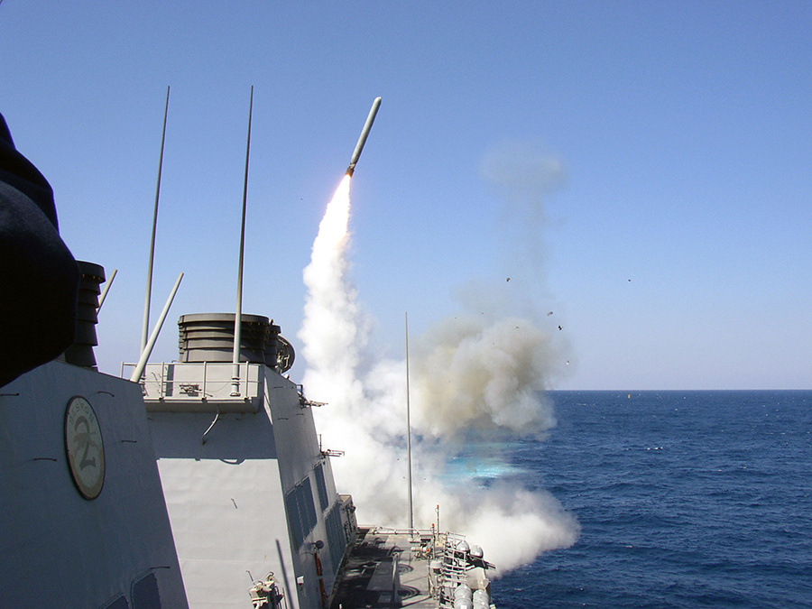 The United States plans to test a ground-based variant of the Tomahawk sea-launched cruise missile, shown here in 2003. (Photo: Christopher Senenk/U.S. Navy/Getty Images)