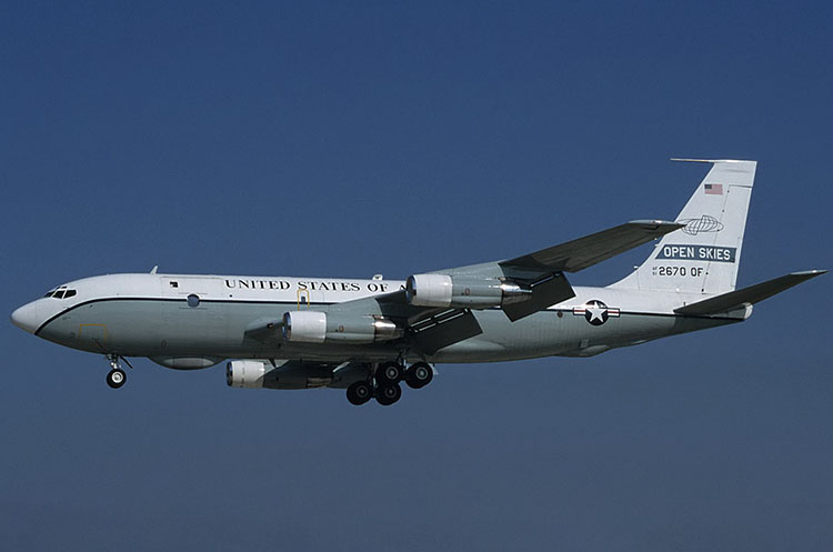 Using an OC-135B observation aircraft, shown here in 2000, the United States conducted an Open Skies Treaty flight over Russia in February. It was the first routine treaty flight since 2017. (Photo: Mike Freer/Touchdown Aviation)