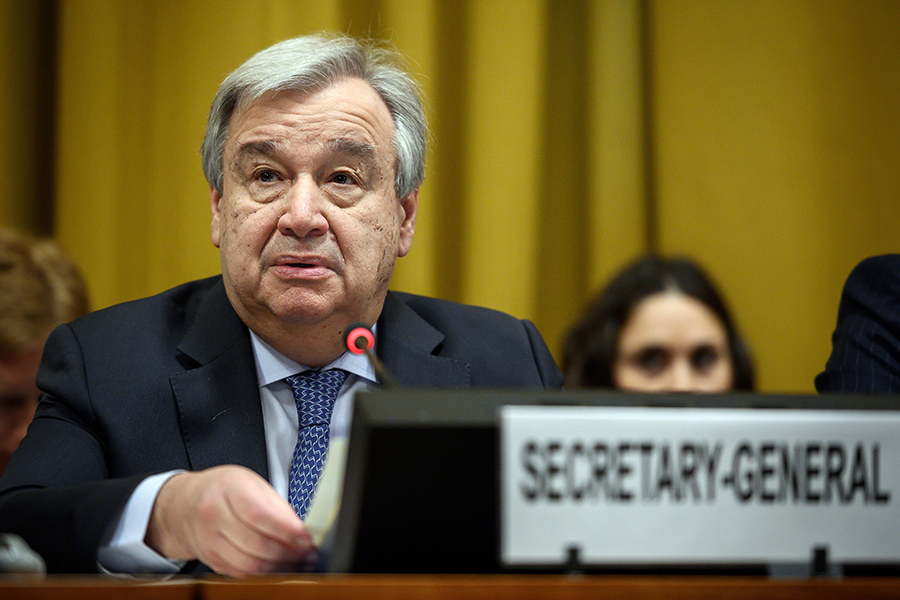 UN Secretary-General António Guterres speaks to the UN Conference on Disarmament on Feb. 25, 2019. (Photo: Fabrice Coffrini/AFP/Getty Images)
