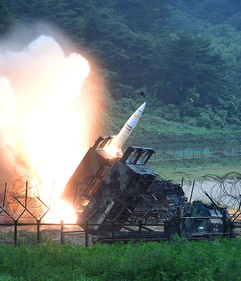 A U.S. Army Tactical Missile System is tested in South Korea in 2017.  The United States is considering replacing the system with a missile that could fly further than currently allowed by the INF Treaty. (Photo: South Korean Defense Ministry via Getty Images)