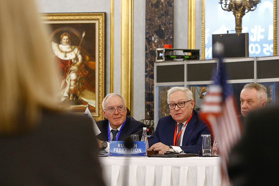 Russian Deputy Foreign Minister Sergei Ryabkov (center), speaking here at January conference in Beijing, suggested in April that any future U.S.-Russian arms control talks would need to address a variety of previously unnegotiated issues. (Photo: Thomas Peter/Getty Images)