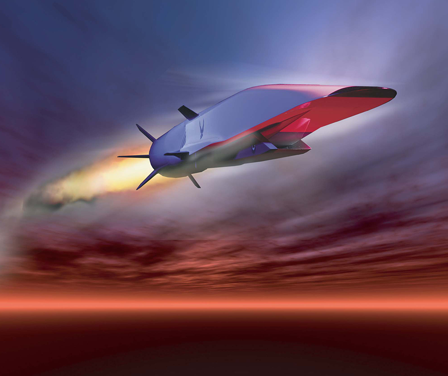 The X-51A, shown as an artist's concept, is an experimental, scramjet-powered hypersonic aircraft that achieved speeds of over Mach 5 in a 2013 test. (Graphic: U.S. Air Force)