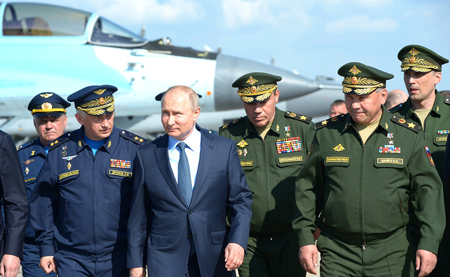 Russian President Vladimir Putin visits the Chkalov State Flight Test Center in May to view the aircraft-carried Kinzhal hypersonic weapon, among other systems. (Photo: Kremlin.ru)