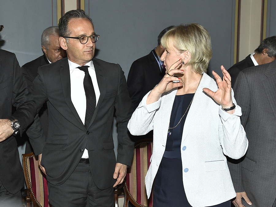 German Foreign Minister Heiko Maas (left) and Swedish Foreign Minister Margot Wallström speak at a June 11 meeting in Stockholm on nuclear disarmament.  (Photo: Claudio Bresciani/AFP/Getty Images)