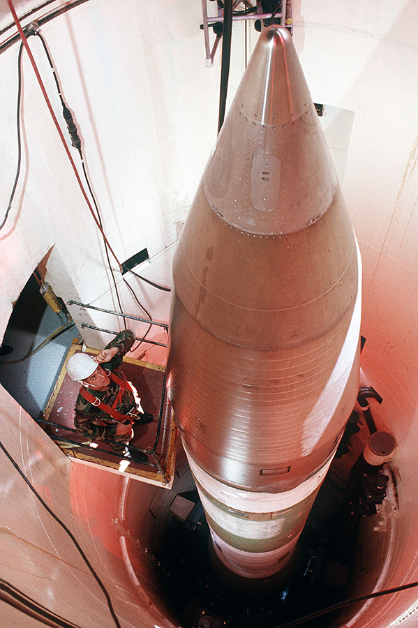 A Minuteman III missile stands ready in its silo in North Dakota. Plans to replace the land-based component of U.S. nuclear weapons were disrupted in July, when Boeing Co. announced it would not bid on the program. (Photo: U.S. Air Force/Getty)