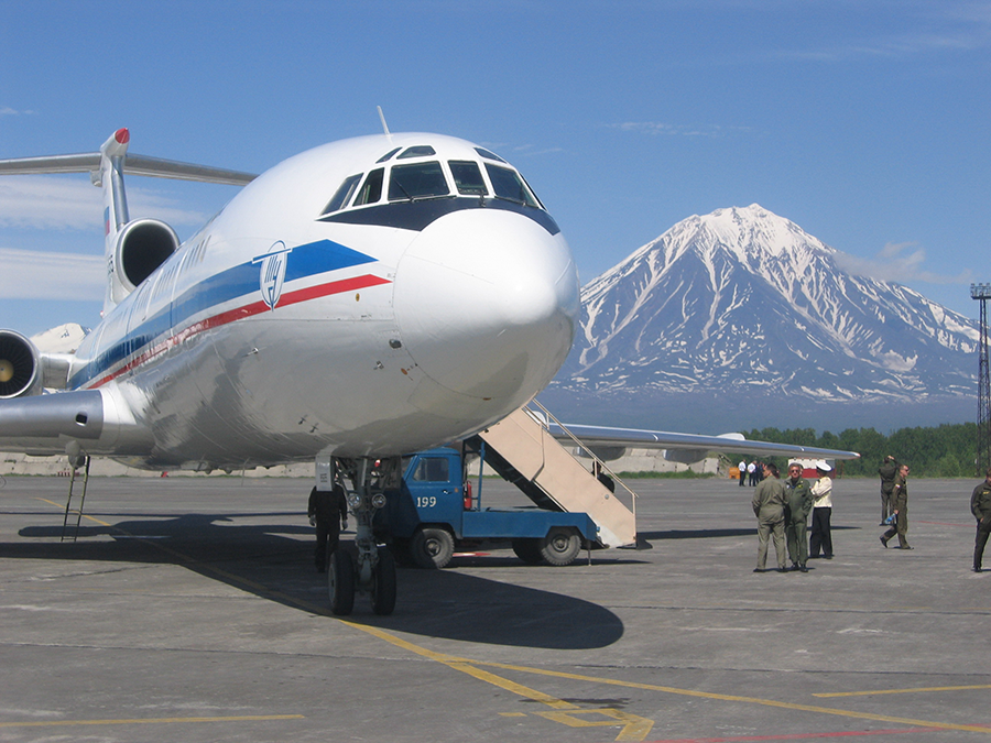 A Russian Tu-154 aircraft used for Open Skies flights awaits its mission at a Kamchatka air base in 2005. (Photo: OSCE)