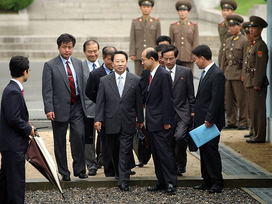 Lead North Korean nuclear negotiator Kim Myong Gil (center), shown here in 2007, described the latest round of nuclear talks with the United States as "sickening."  (Photo: Song Kyung-Seok/Pool/Getty Images)