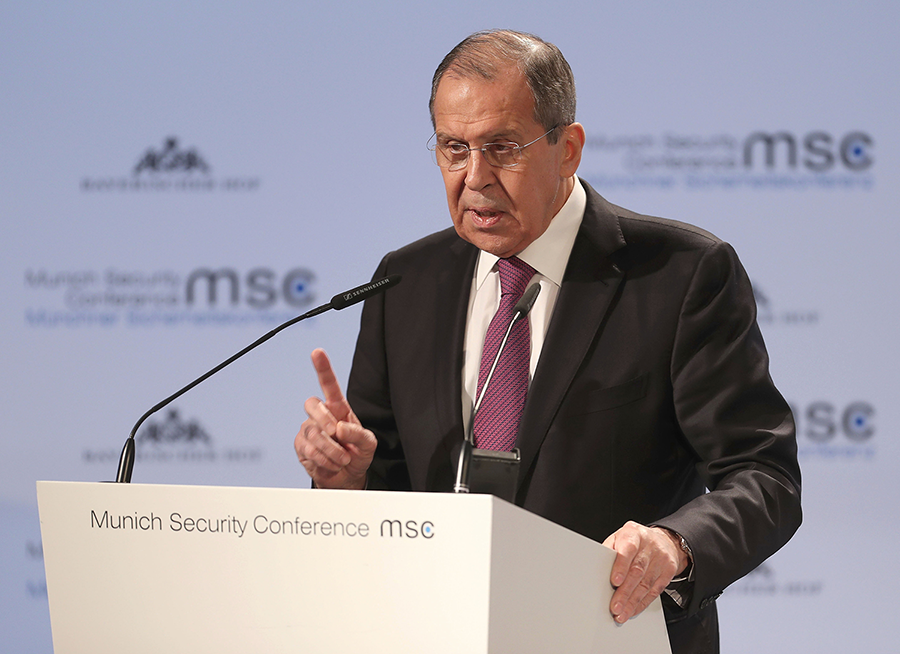 Russian Foreign Minister Sergey Lavrov, speaking here in February, accused the United States in November of "evading any serious discussion" about extending New START. (Photo: Alexandra Beier/Getty Images)