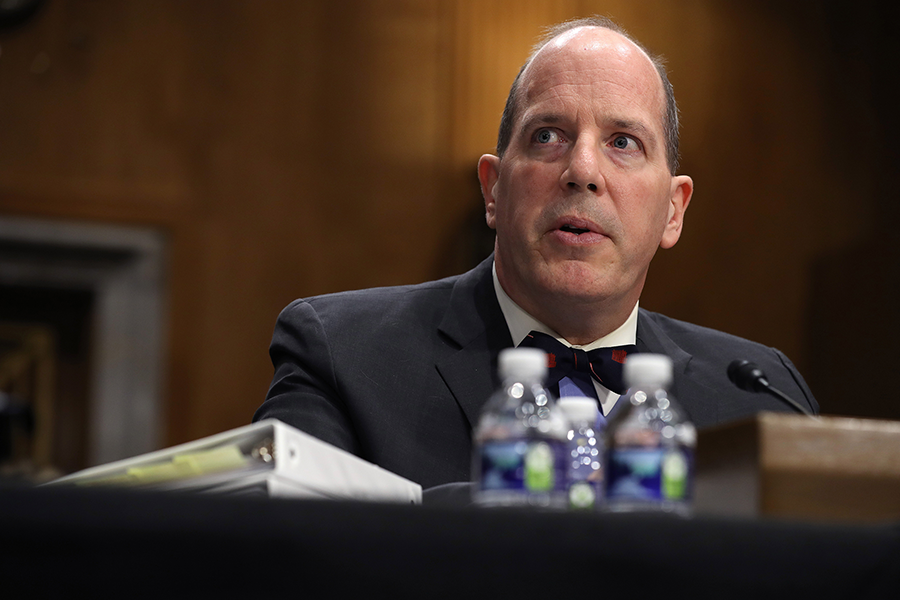 Christopher Ford, assistant secretary of state for international security and nonproliferation, testifies before the Senate Foreign Relations Committee in December 2019. Ford is leading the Creating an Environment for Nuclear Disarmament initiative, an effort that critics describe as abandoning the traditional step-by-step approach toward nuclear disarmament. (Photo by Chip Somodevilla/Getty Images)