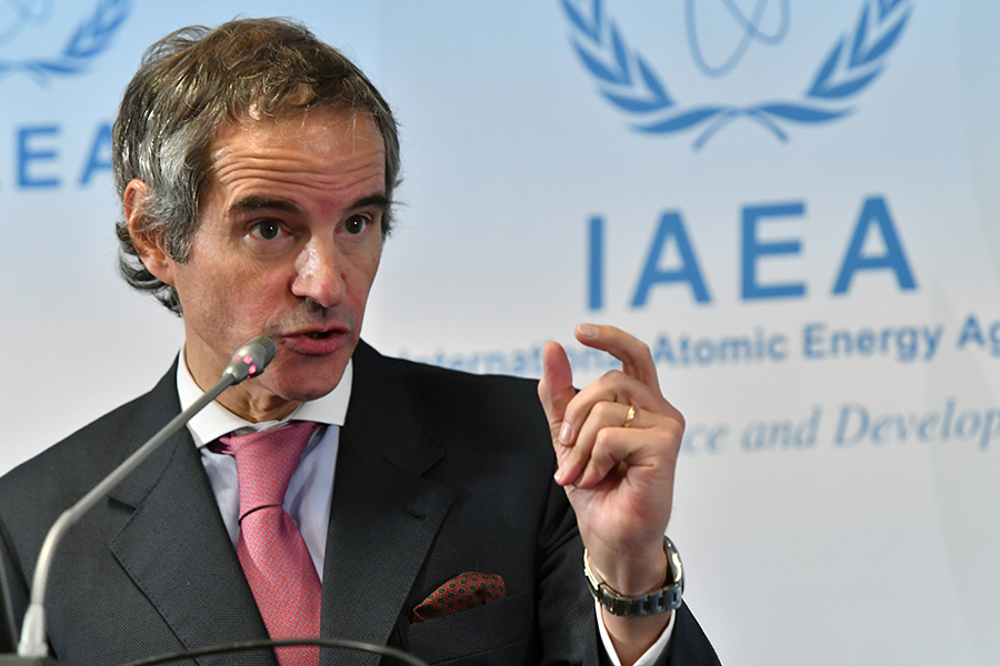 IAEA Director-General Rafael Grossi speaks to the media on March 9. He told the agency's Board of Governors the same day that Iran has continued to allow the IAEA to conduct its activities defined by the 2015 nuclear deal. (Photo: Dean Calma/IAEA)