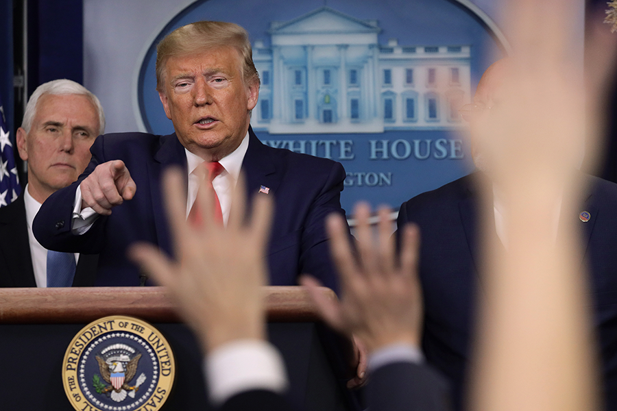 President Donald Trump takes questions from the media in the White House briefing room on Feb. 29. He said the five permanent members of the UN Security Council will likely discuss nuclear arms control this year. (Photo: Alex Wong/Getty Images)