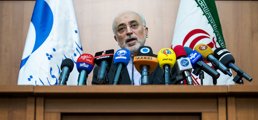 Ali Akbar Salehi, head of the Atomic Energy Organization of Iran speaks to the media in June 2018. In April, he said Iran would continue its uranium enrichment activities. (Photo: Mehdi Ghasemi/ISNA)