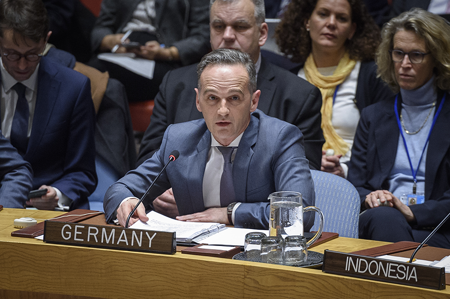 German Foreign Minister Heiko Maas addresses the UN Security Council at a Feb.26 meeting on the nuclear Nonproliferation Treaty ahead of its now-postponed 2020 review conference. The meeting, chaired by Germany, illustrated efforts of non-nuclear-armed nations to hold nuclear-weapon states to their disarmament commitments. (Photo: Loey Felipe/United Nations)