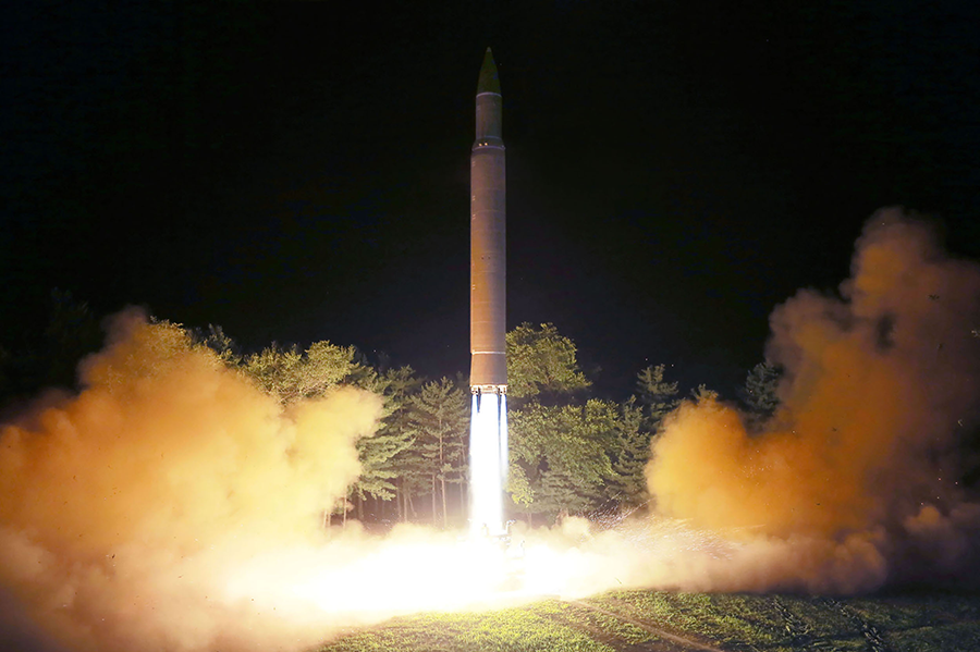 North Korea tests its Hwasong-14 ICBM on July 28, 2017. A UN panel of experts recently assessed that the nation has probably succeeded in miniaturizing its nuclear warheads enough to fit on long-range missiles. (Photo: Getty Images)